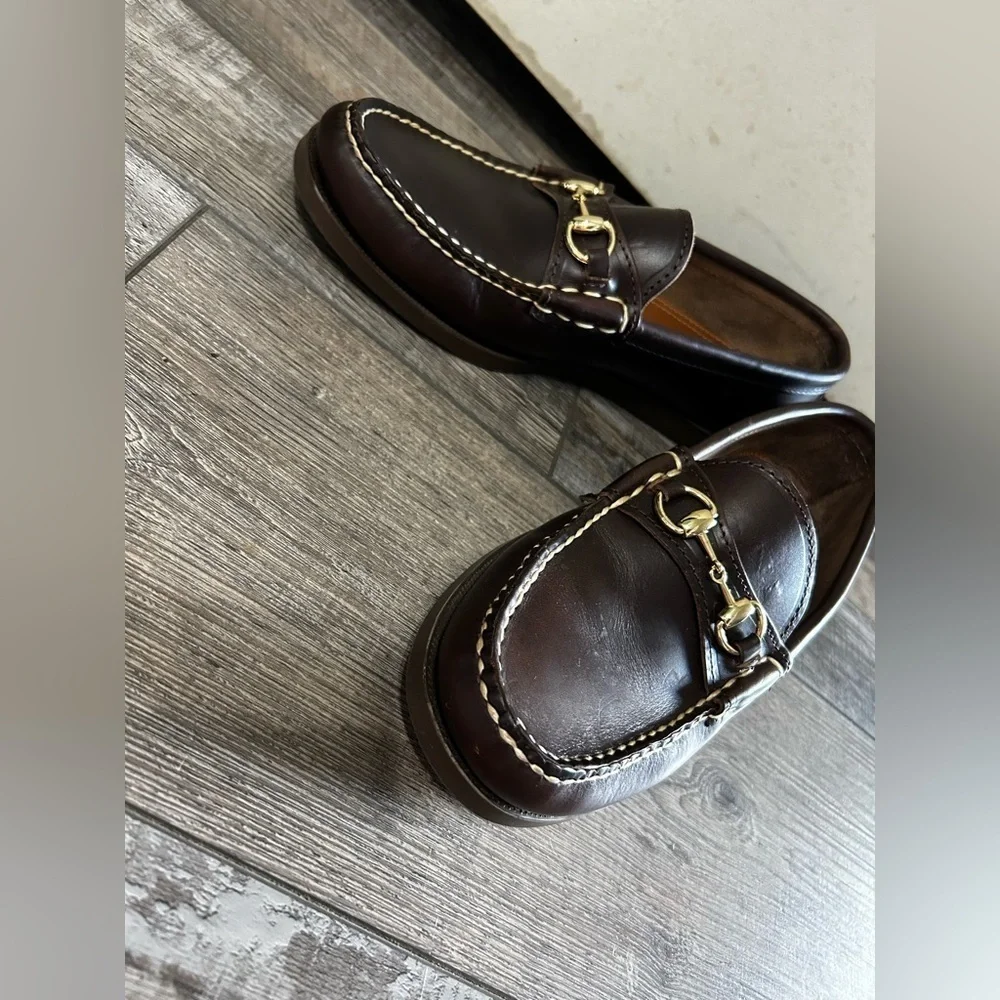 Oakstreet Bootmaker handcrafted in USA Classic Brown Leather Bit Loafers